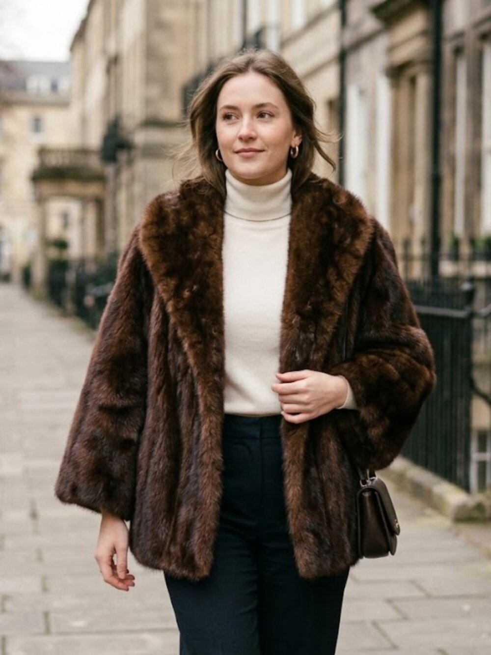 Vintage Ranch Mink* Fur Shawl-Collar Short Coat w/Fur Label Authority W844227
